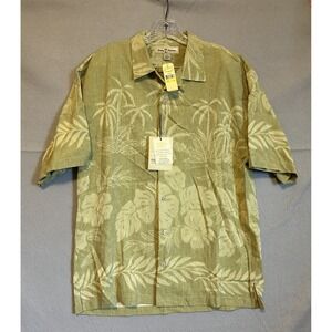 TOMMY BAHAMA Button Up Silk Camp Shirt City Of Dreams Mens SZ Med Palms